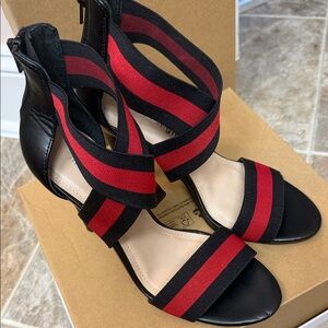 Madden Girl Black and Red Strappy Heels